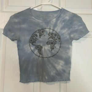 American Eagle Outfitters Light Blue Waffle Knit Top